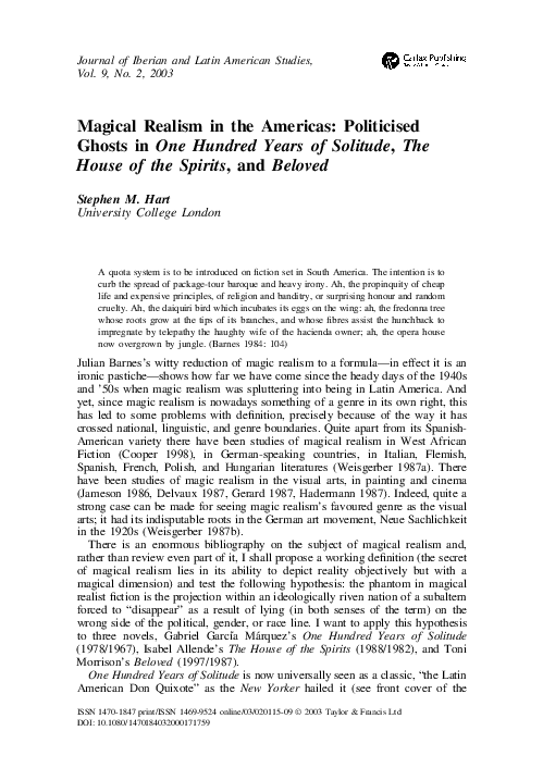 Magical Realism in the Americas: Politicised Ghosts in One Hundred Years of Solitude, The House of the Spirits, and Beloved