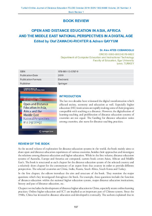 (PDF) REVIEW: Open and Distance Education in Asia, Africa and the ...