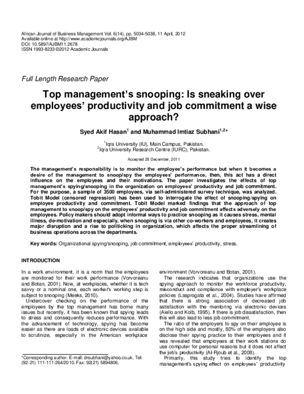 (PDF) Top management’s snooping: Is sneaking over employees ...