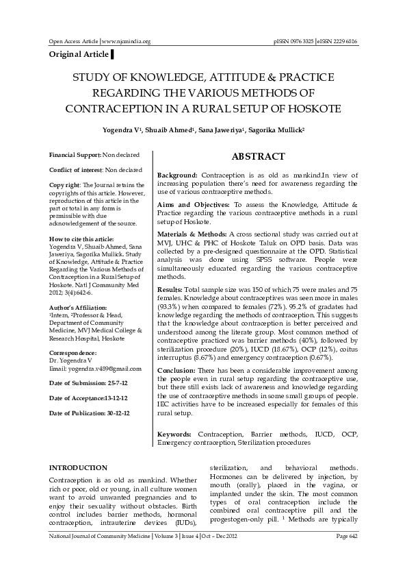 (PDF) STUDY OF KNOWLEDGE, ATTITUDE & PRACTICE REGARDING THE VARIOUS ...
