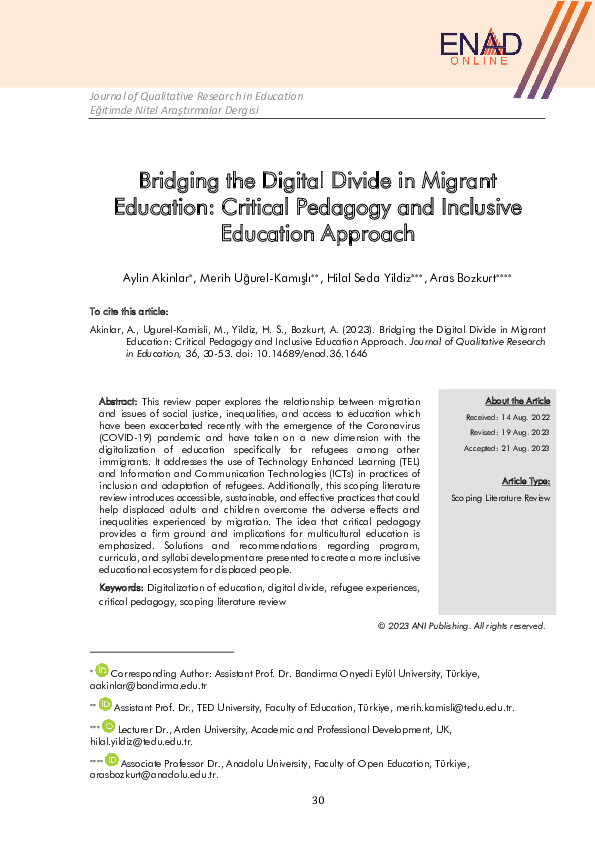 (PDF) Bridging the Digital Divide in Migrant Education During the COVID ...
