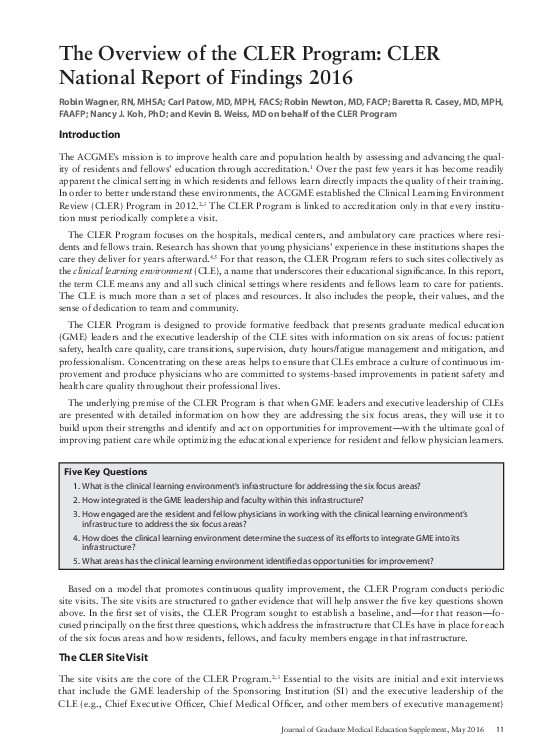 (PDF) The Overview of the CLER Program: CLER National Report of ...