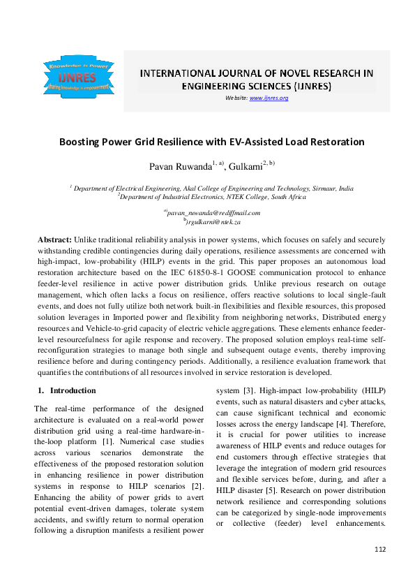 (PDF) Boosting Power Grid Resilience with EV-Assisted Load Restoration