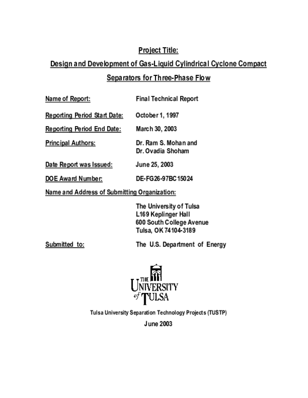 (PDF) Design and Development of Gas-Liquid Cylindrical Cyclone Compact ...