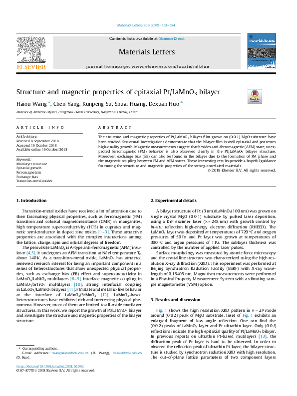 (PDF) Structure and magnetic properties of epitaxial spinel ferrite ...