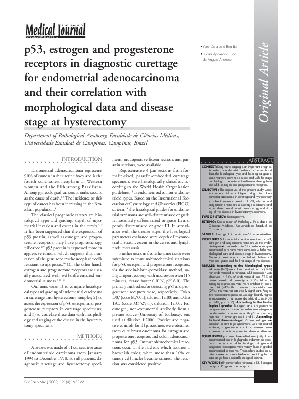 (PDF) P53, Estrogen and Progesterone Receptors in Diagnostic Curettage ...