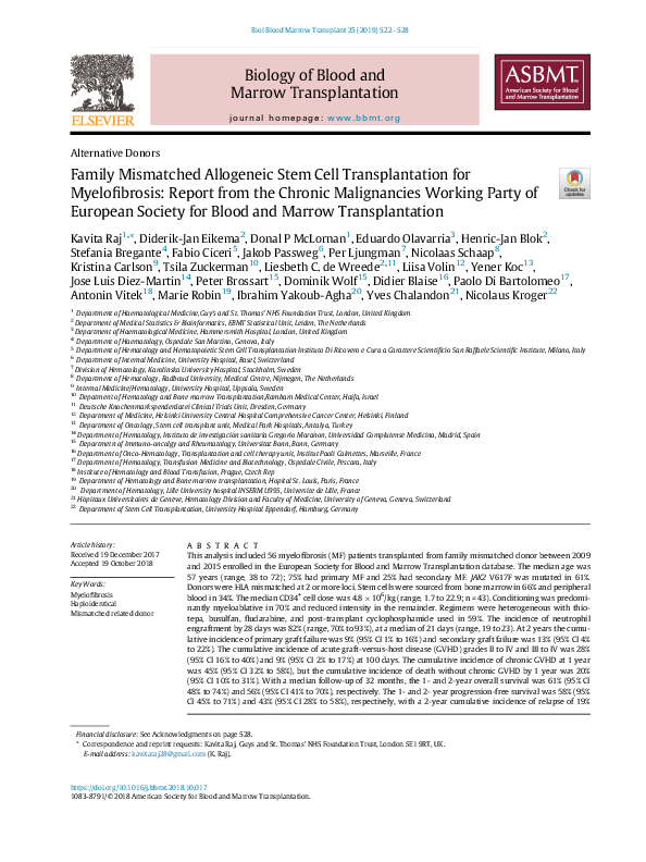 (PDF) Family Mismatched Allogeneic Stem Cell Transplantation for ...