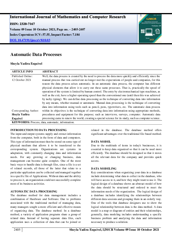(PDF) Automatic Data Processes