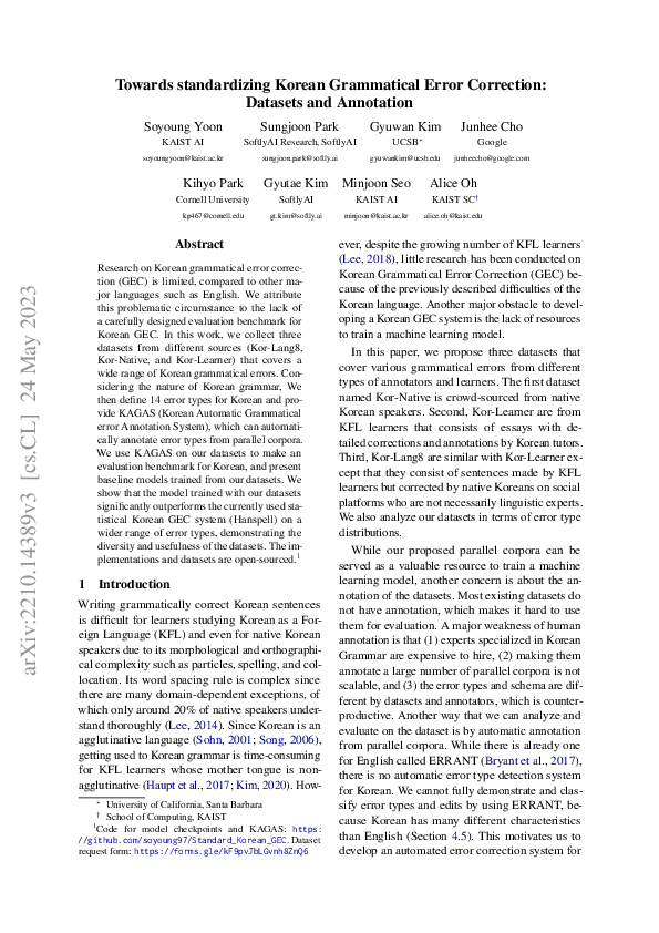 (PDF) Towards standardizing Korean Grammatical Error Correction ...