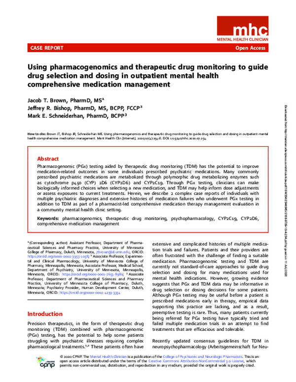 Picture of (PDF) Using pharmacogenomics and therapeutic drug monitoring to guide ...
