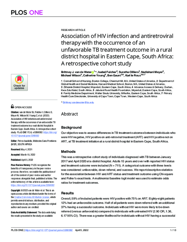 (PDF) Association of HIV infection and antiretroviral therapy with the ...