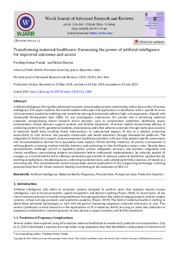 (PDF) Transforming maternal healthcare: Harnessing the power of ...