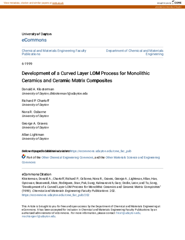 (PDF) Development of a curved layer LOM process for monolithic ceramics ...