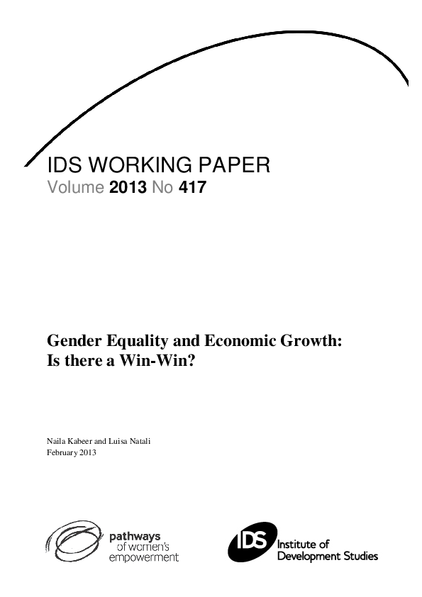 (PDF) Gender Equality and Economic Growth: Is there a Win‐Win?