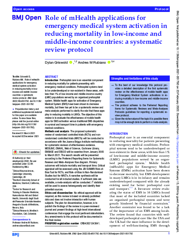 (PDF) Role of mHealth applications for emergency medical system ...