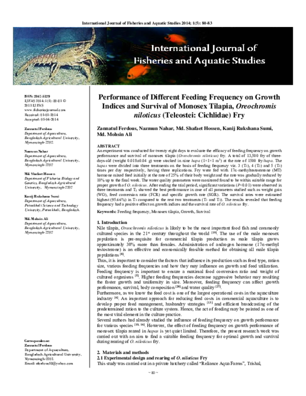 (PDF) Performance of different feeding frequency on growth indices and ...