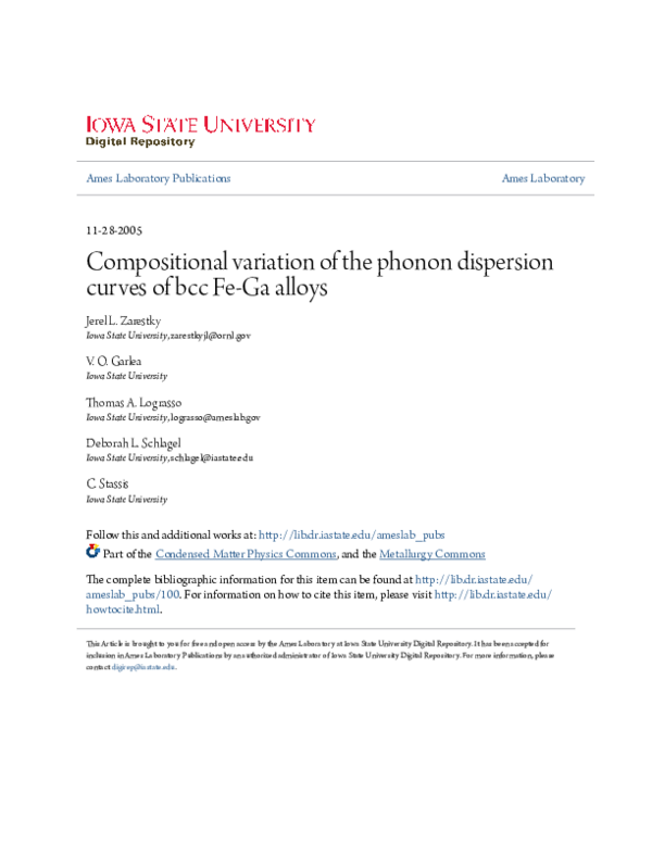 (PDF) Compositional variation of the phonon dispersion curves of bcc Fe ...