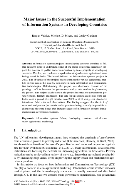 (PDF) Major Issues in the Successful Implementation of Information ...