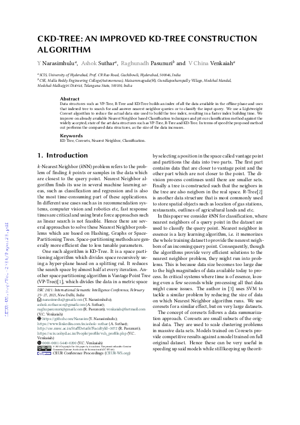 (PDF) CKD-Tree: An Improved KD-Tree Construction Algorithm