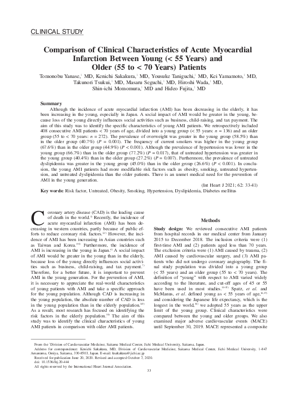 (PDF) Comparison of Clinical Characteristics of Acute Myocardial ...