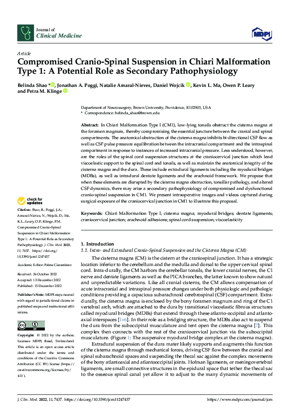 (PDF) Compromised Cranio-Spinal Suspension in Chiari Malformation Type ...