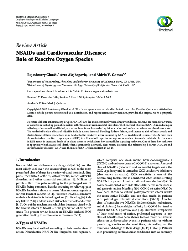 (PDF) NSAIDs and Cardiovascular Diseases: Role of Reactive Oxygen Species