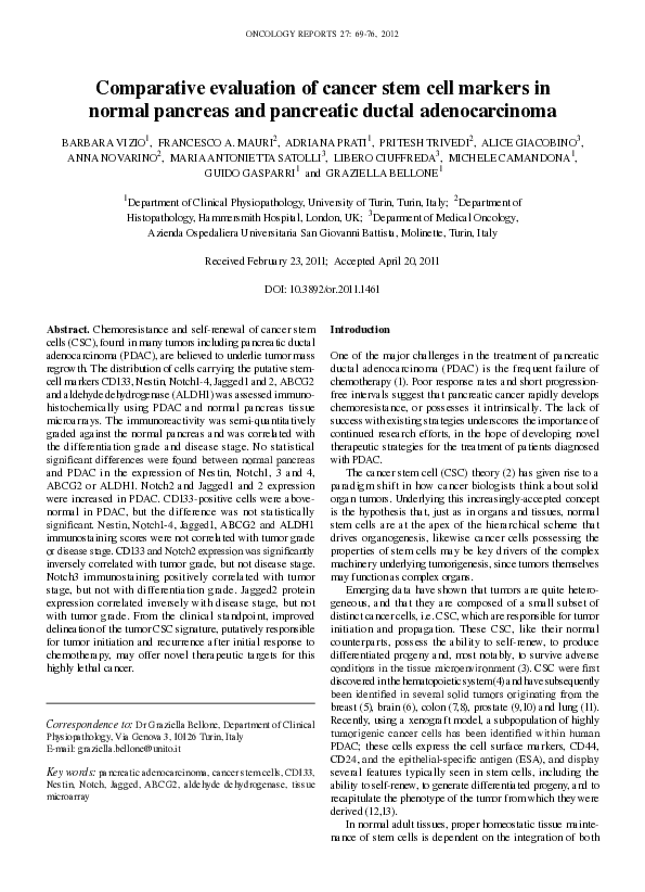 (PDF) Comparative evaluation of cancer stem cell markers in normal ...