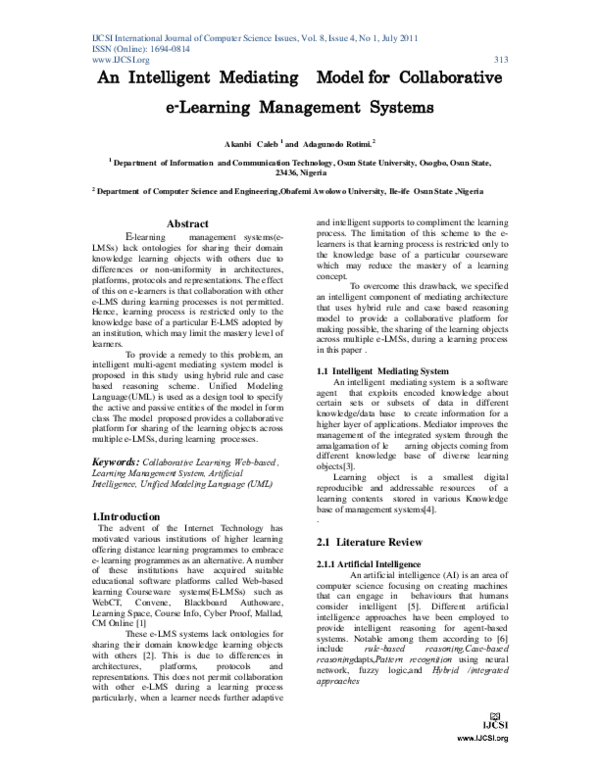 (PDF) An Intelligent Mediating Model for Collaborative e-Learning ...