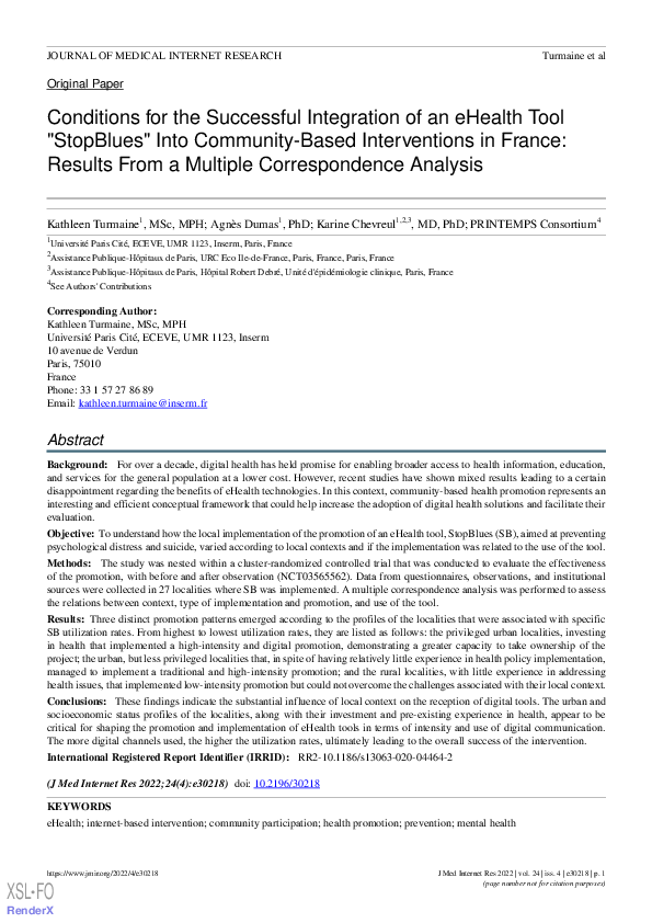 (PDF) Conditions for the Successful Integration of an eHealth Tool ...
