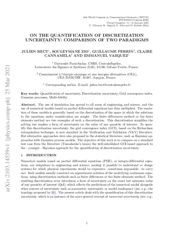 (PDF) On the Quantification of Discretization Uncertainty: Comparison ...