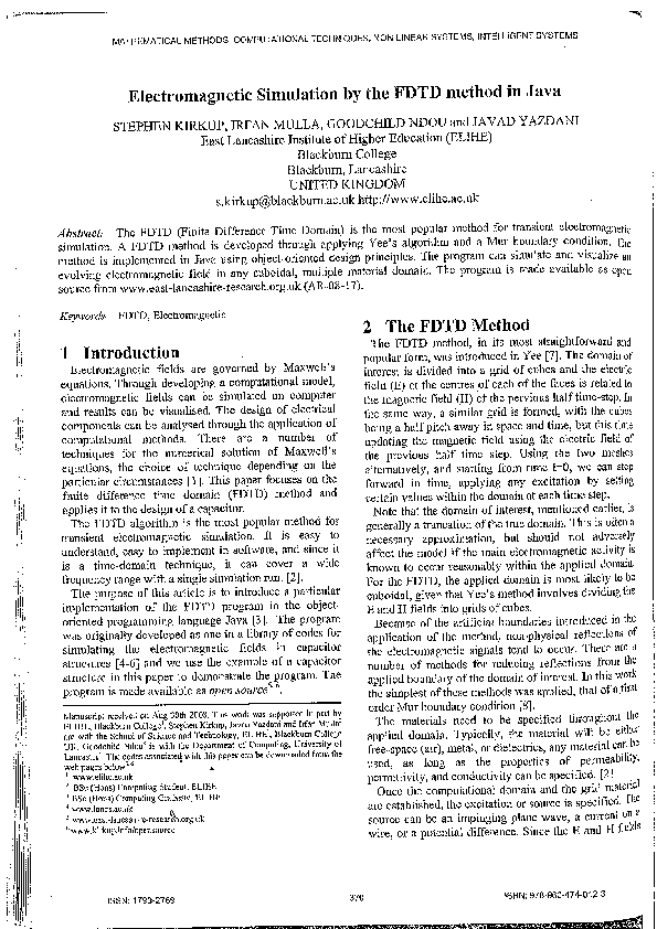 (PDF) Electromagnetic Simulation by the FDTD method in Java