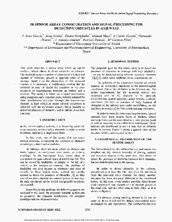 (PDF) IR sensor array configuration and signal processing for detecting ...