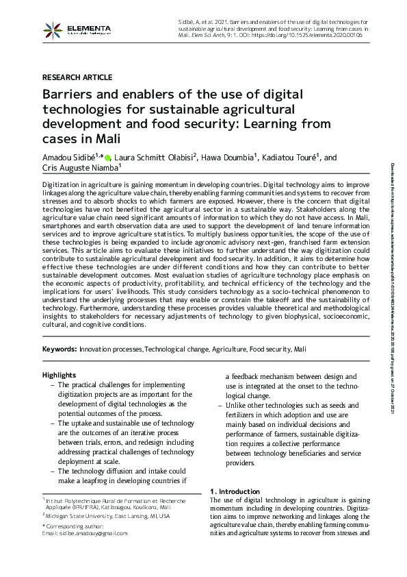 (PDF) Barriers and enablers of the use of digital technologies for ...