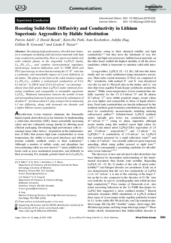 (PDF) Boosting Solid‐State Diffusivity and Conductivity in Lithium ...