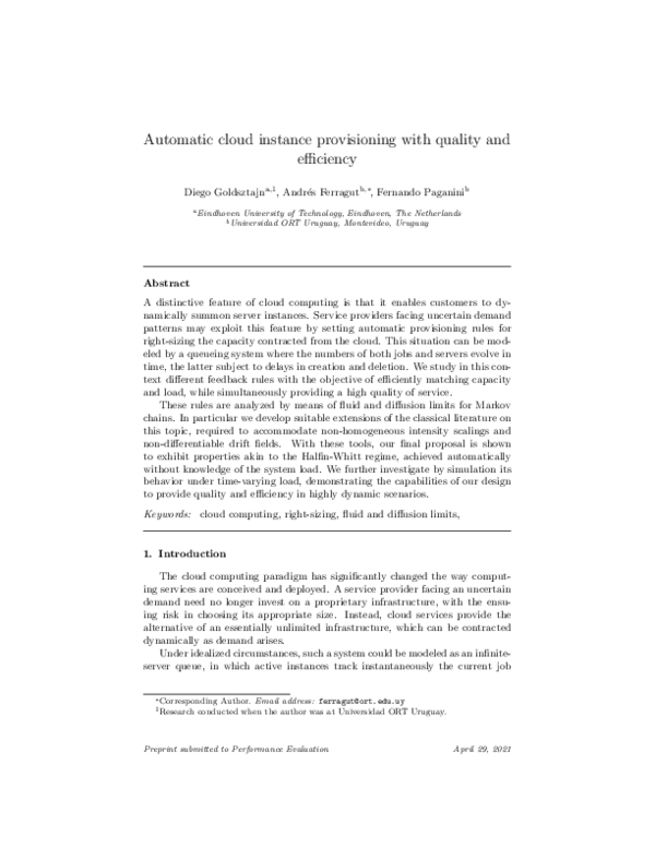 (PDF) Automatic cloud instance provisioning with quality and efficiency