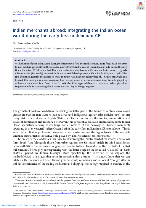 (PDF) Indian merchants abroad: Integrating the Indian ocean world ...
