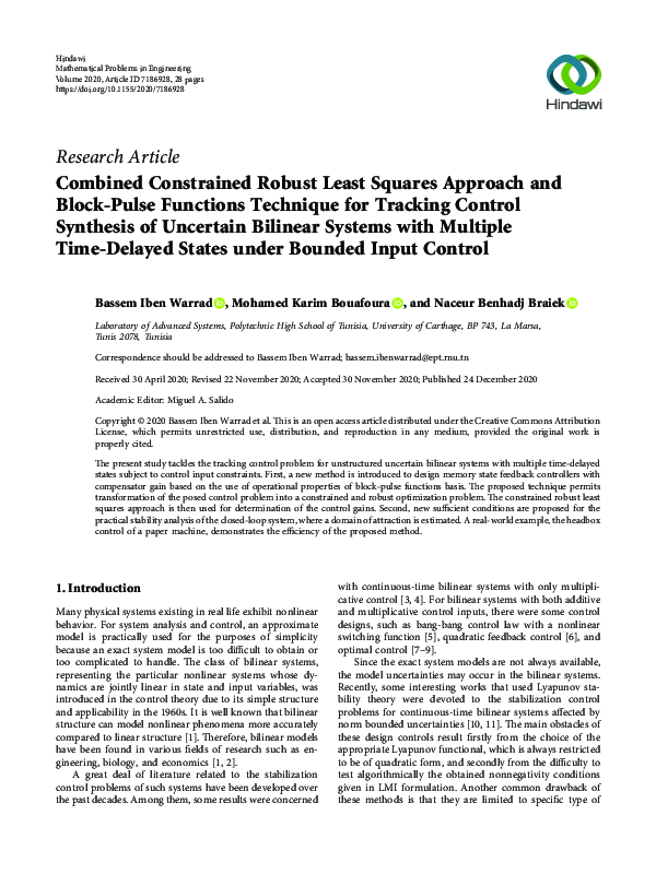 (PDF) Combined Constrained Robust Least Squares Approach and Block ...