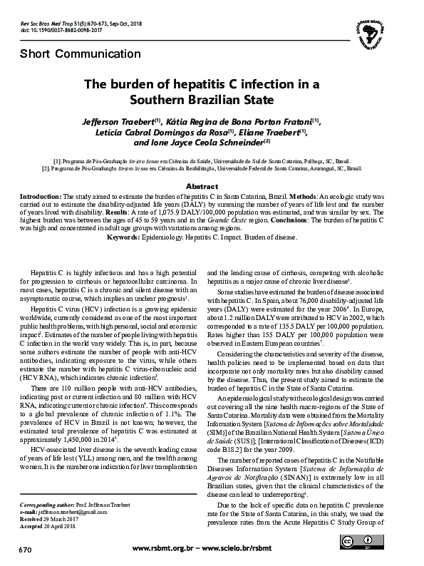 (PDF) The burden of hepatitis C infection in a Southern Brazilian State