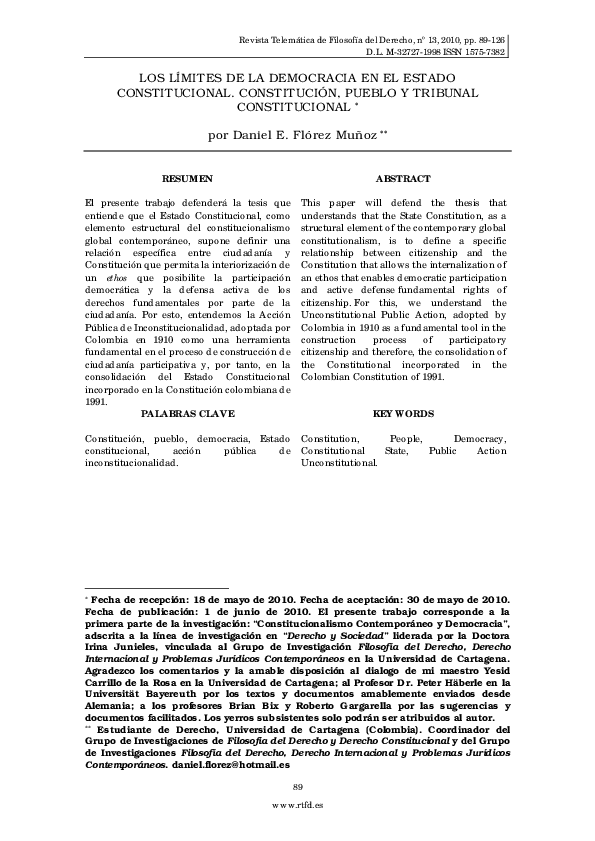 (PDF) Los Límites De La Democracia en El Estado Constitucional ...