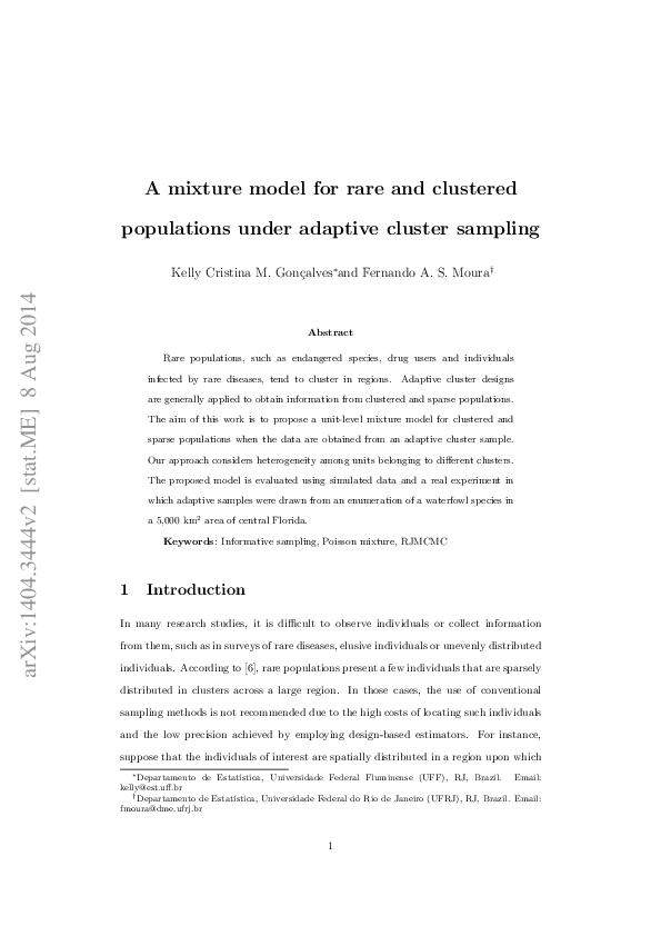 (PDF) A Mixture Model for Rare and Clustered Populations Under Adaptive ...