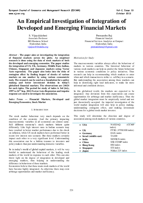 (PDF) An Empirical Investigation of Integration of Developed and ...