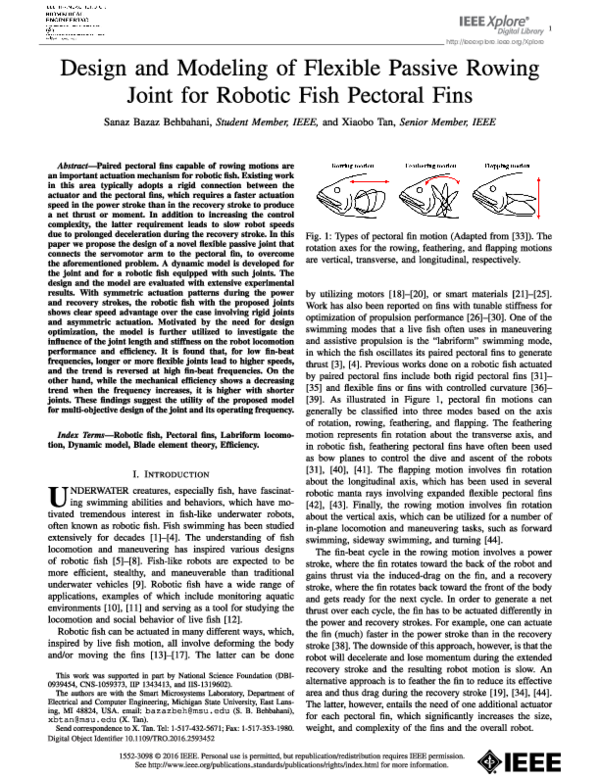 (PDF) Design and Modeling of Flexible Passive Rowing Joint for Robotic ...