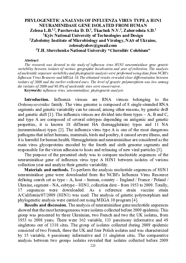 (PDF) Phylogenetic analysis of influenza virus type A H1N1 ...