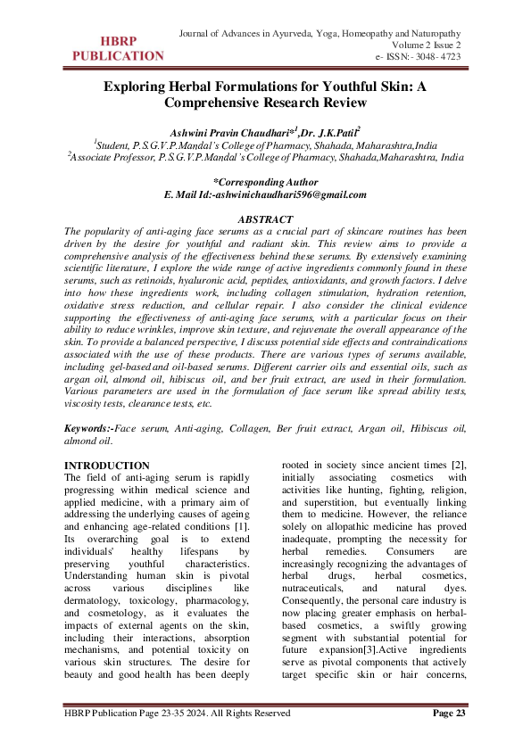 (PDF) Exploring Herbal Formulations for Youthful Skin: A Comprehensive ...