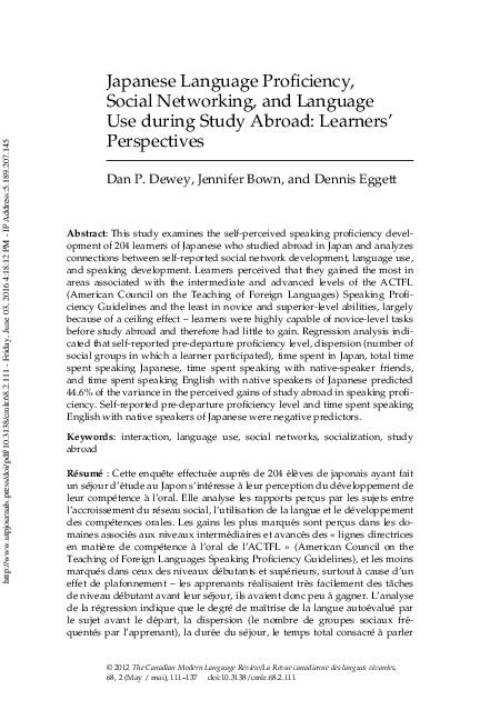 (PDF) Japanese Language Proficiency, Social Networking, and Language ...