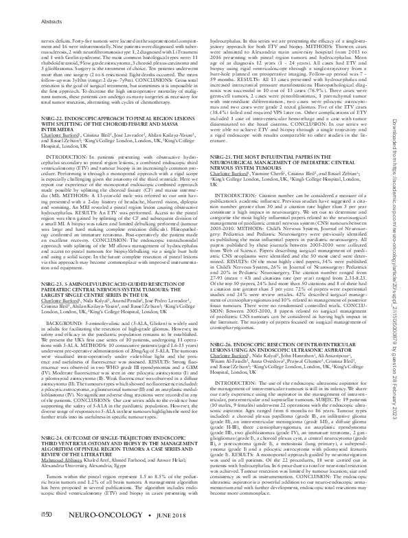 (PDF) NSRG-22. Endoscopic Approach to Pineal Region Lesions with ...
