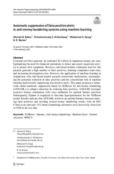 (PDF) Automatic suppression of false positive alerts in anti-money ...
