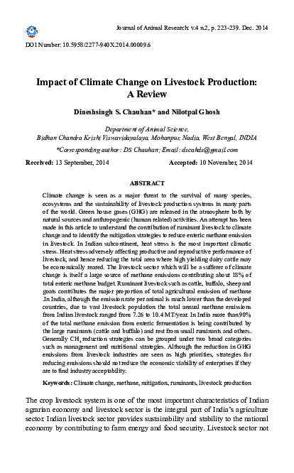 (PDF) Impact of Climate Change on Livestock Production: A Review