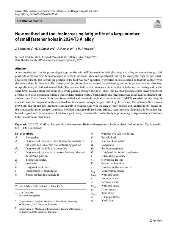 (PDF) New method and tool for increasing fatigue life of a large number ...