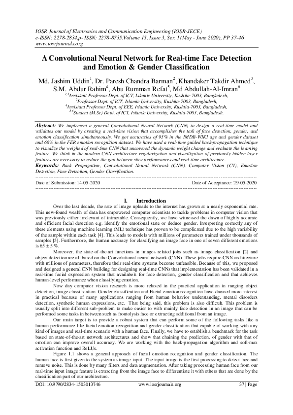 (PDF) A Convolutional Neural Network for Real-time Face Detection and ...